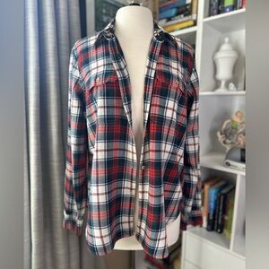 Chaps Red and Navy Plaid Flannel Shirt